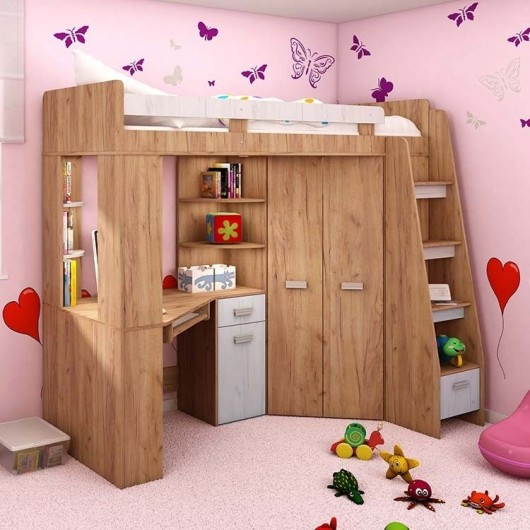 Cameretta Dollie Gihome ® destra rovere miele pino bianco