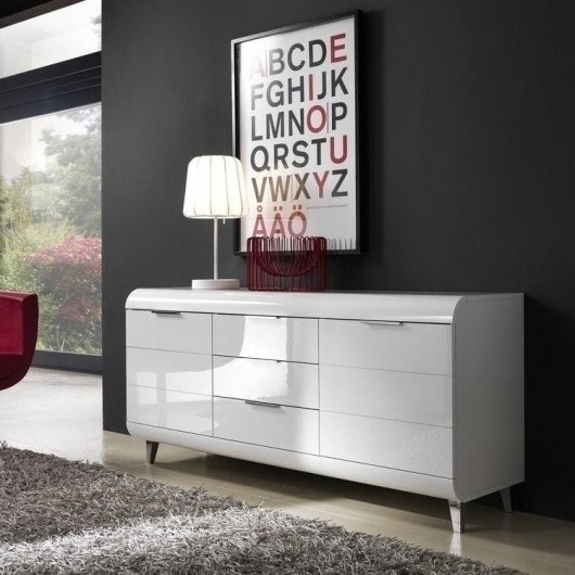 Credenza 2 ante 3 cassetti Duna Gihome ® bianco lucido