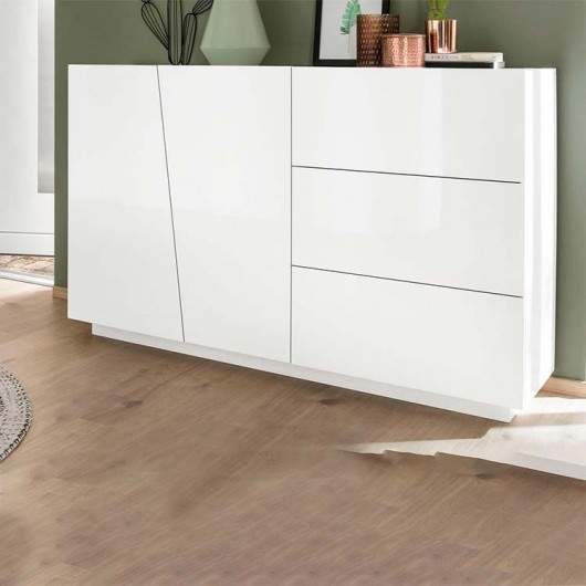 Credenza Candia 140 Gihome ® 2 ante 3 cassetti bianco lucido