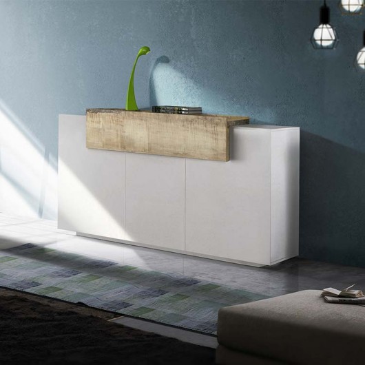 Credenza Milos Gihome ® 3 ante e 1 a ribalta bianco pero
