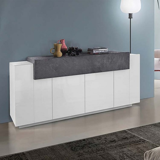 Credenza Milos Gihome ® 4 ante e 1 a ribalta bianco cemento