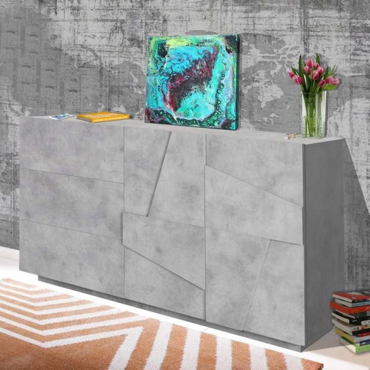 Credenza Samos Gihome ® 2 ante 3 cassetti cemento