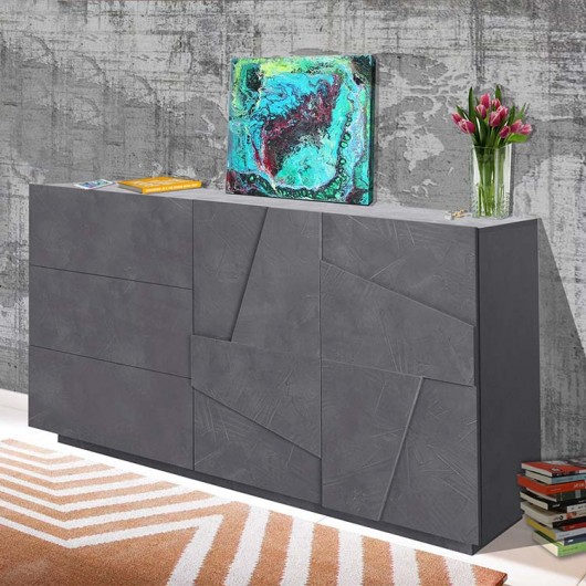 Credenza Samos Gihome ® 2 ante 3 cassetti ossido