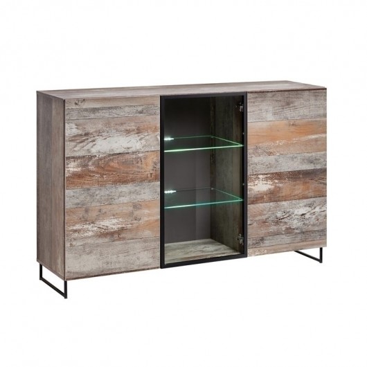 Credenza soggiorno Tangeri Gihome ® industriale shabby con led a tre ante