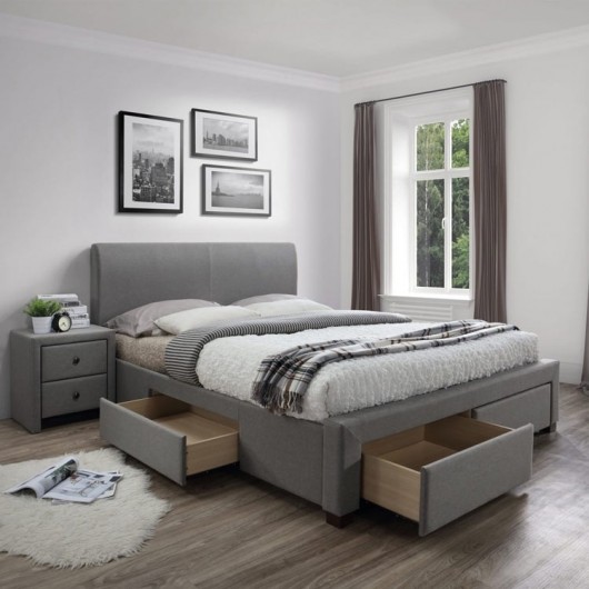 Letto 140 Mestre Gihome ® tessuto grigio francese moderno