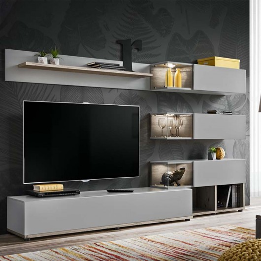 Parete attrezzata Oviedo Gihome ® quercia grigio