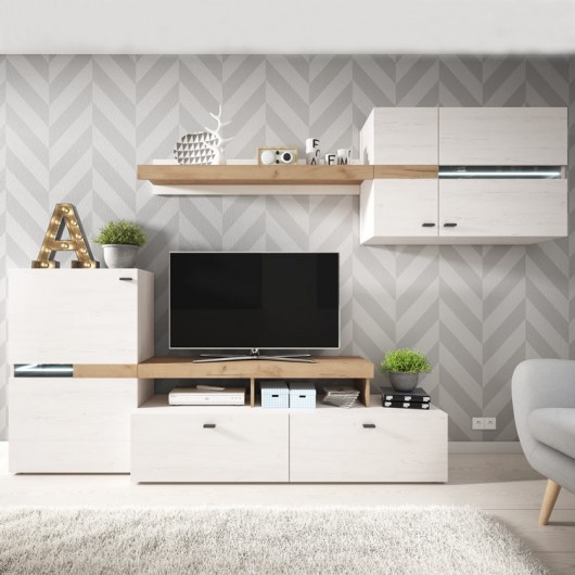 Parete attrezzata Betty Gihome ® pino rovere moderna