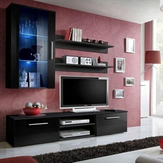 Parete attrezzata Luna Gihome ® nero opaco e lucido