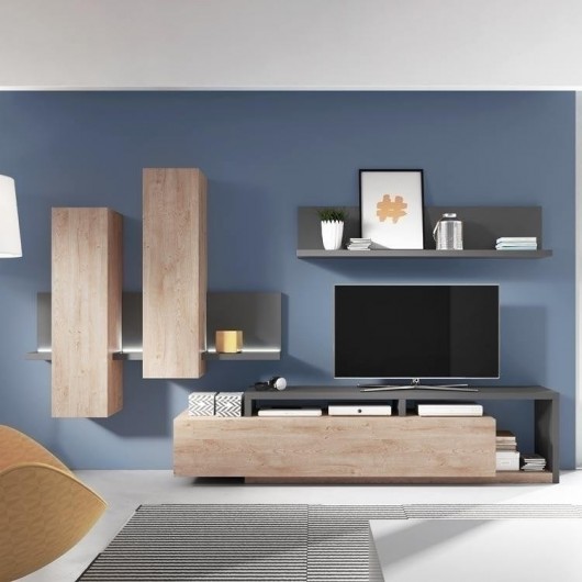 Parete attrezzata Megan Gihome ® rovere antracite