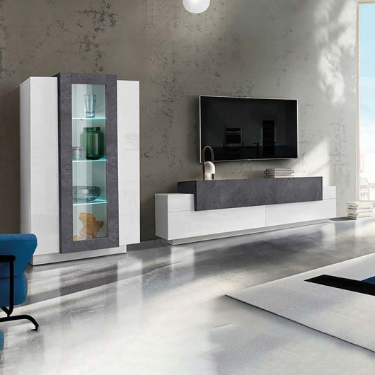 Parete attrezzata Milos 200 Gihome ® bianco cemento