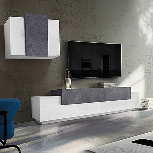 Parete attrezzata Milos 240 Gihome ® bianco cemento