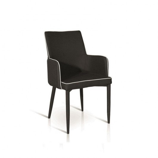 Sedia con braccioli Scarlett Gihome ® tessuto nero profilo bianco