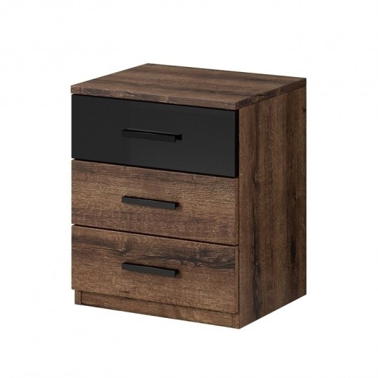Set 2 comodini Cortina Gihome ® rovere scuro e nero lucido