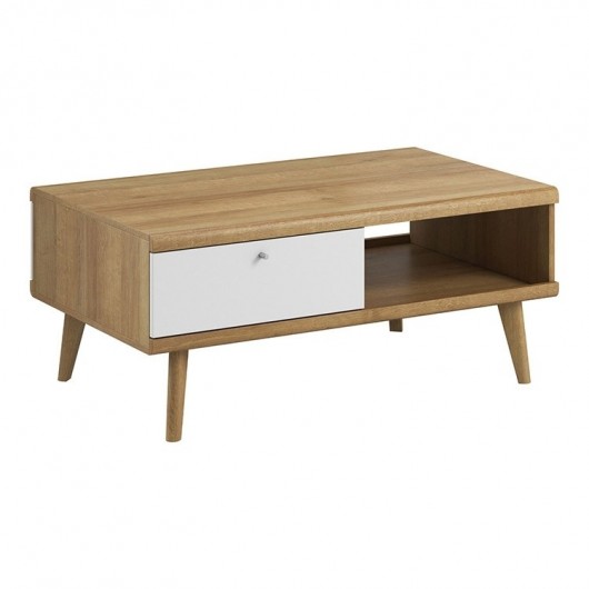 Tavolino Menfi Gihome ® 1 cassetto rovere bianco