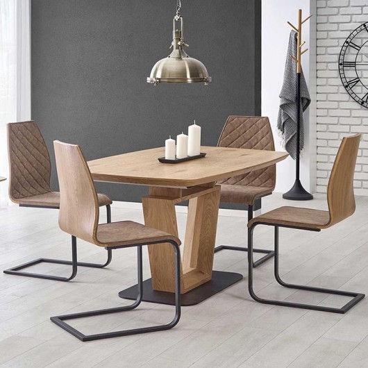 Tavolo allungabile 160 220 Peonia Gihome ® rovere naturale nero moderno design