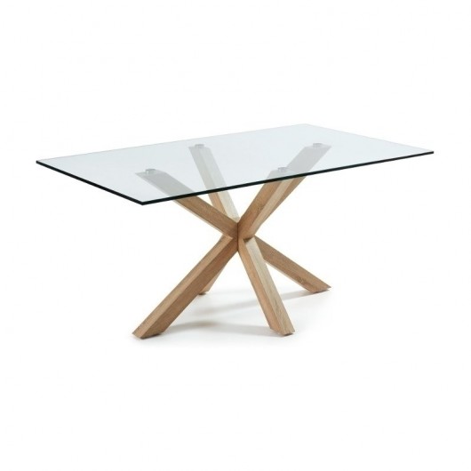 Tavolo vetro Argo Gihome ® con gambe effetto legno