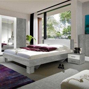 Camera completa Lisa Gihome ® bianco e cemento con letto standard