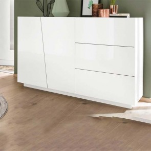 Credenza Candia 140 Gihome &reg; 2 ante 3 cassetti bianco lucido