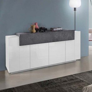 Credenza Milos Gihome &reg; 4 ante e 1 a ribalta bianco cemento
