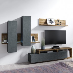Parete attrezzata Megan Gihome &reg; antracite noce