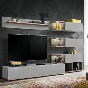 Parete attrezzata Oviedo Gihome &reg; quercia grigio