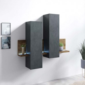 Pensile per parete attrezzata Megan Gihome &reg; antracite noce