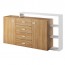 Credenza Megan Gihome ® bianco rovere 2 ante 3 cassetti con vani a giorno