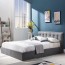 Letto 160 Foser Gihome ® con box contenitore tessuto grigio moderno capitonnè