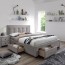 Letto matrimoniale Quarto Gihome ® tessuto beige con cassetti capitonnè